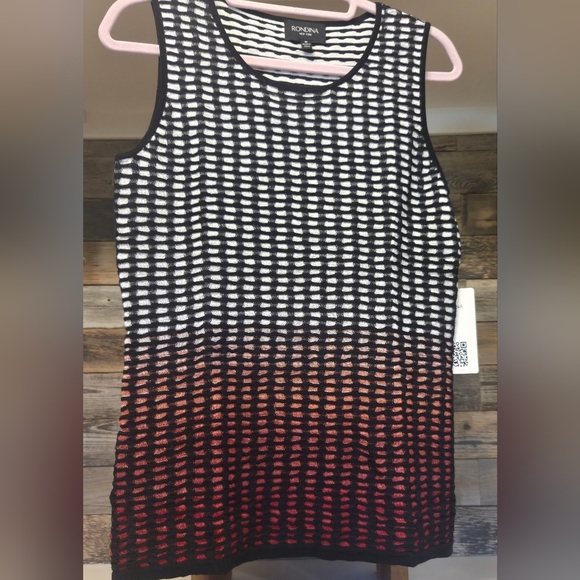 Rondina Red & Black Gradient Tank Top with Geometric Pattern- Great For Summer - Picture 6 of 7